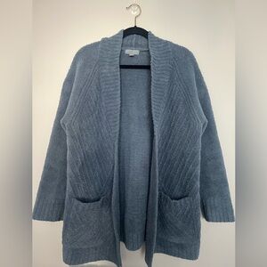 Barefoot Dreams Cozy chic Directional Ribbed Cardigan In Blue Mirage Size M